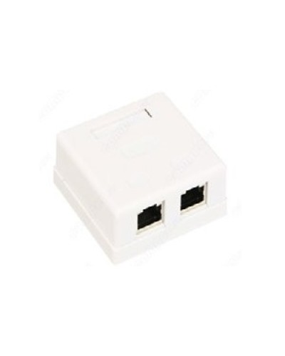 Розетка компьютерная RJ-45 (8P8C), категория 5e, двойная, внешняя (настенная), Dual IDC, белая в Березниках Розетки компьютерные и телефонные Pintop.ru
