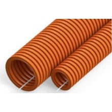 Труба гофрированная ПНД тяжёлая 750 Н безгалогенная (HF) оранжевая с/з д20 (100м/4800м уп/пал) Промрукав (PR02.0033)