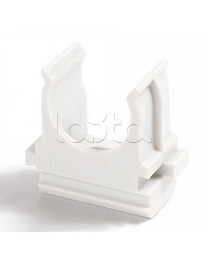 Крепёж-клипса для труб Полистирол белая д16 (100шт/2000шт уп/кор) Промрукав (PR.02716б) в Березниках Держатели, клипсы, скобы Pintop.ru
