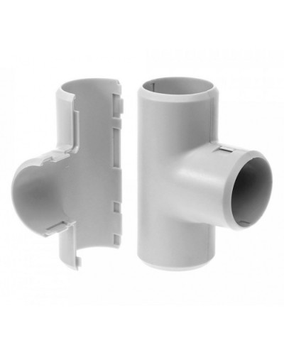 Тройник разборный д32 безгалогенный (HF) атмосферостойкий серый (15шт/180шт уп/кор) Промрукав (PR13.0367) в Березниках Повороты, муфты, тройники Pintop.ru