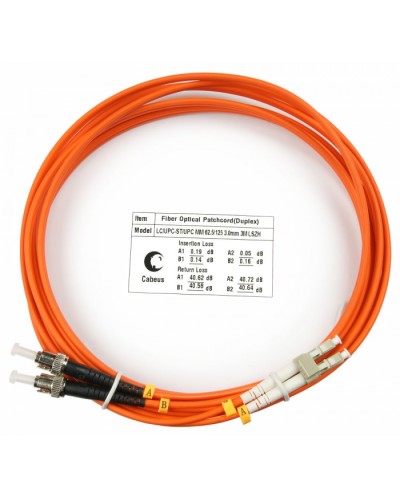 Шнур оптический duplex LC-ST 62,5/125 mm 3м LSZH Cabeus FOP-62-LC-ST-3m в Березниках Патч-корды оптические Pintop.ru