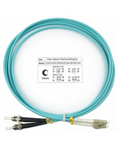 Шнур оптический duplex LC-ST 50/125 MM OM3 2 м LSZH Cabeus FOP-50-LC-ST-2M в Березниках Патч-корды оптические Pintop.ru