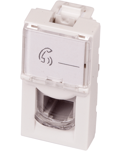 Вставка Mosaic 22.5x45, RJ-11, со шторкой и увеличенным окном маркировки, белая LANMASTER LAN-SIP-22TEL-WH в Березниках Коммутационные изделия Pintop.ru