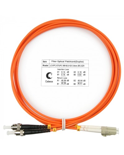 Шнур оптический duplex LC-ST 62,5/125 mm 2м LSZH Cabeus FOP-62-LC-ST-2m в Березниках Патч-корды оптические Pintop.ru