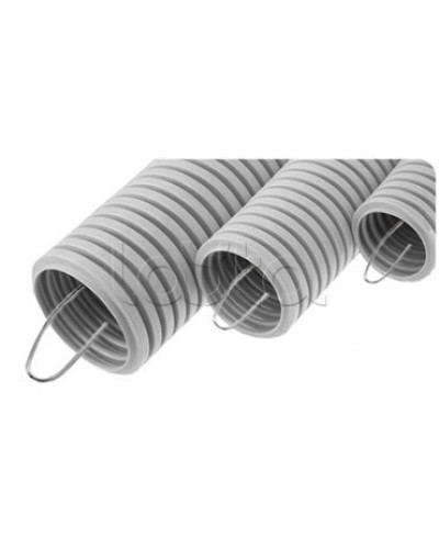 NR050 Усиленная двустен. труба ПНД гибкая, тип 750, SN38, с зондом, D50мм (50м) цвет красный Экопласт (821050) в Березниках Труба гофрированная Pintop.ru