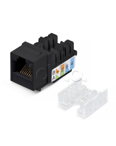 Вставка Keystone Jack RJ-45, категория 5e, заделка тип 110, черная, со стяжкой Cabeus KJ-RJ45-Cat.5e-90-SW-BK в Березниках Модули Keystone Pintop.ru