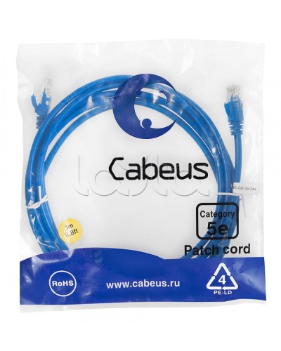 Патч-корд медный U/UTP кат.5е (3м) LSZH (синий) Cabeus (PC-UTP-RJ45-Cat.5e-3m-BL-LSZH) в Березниках Патчкорды (медные) Pintop.ru