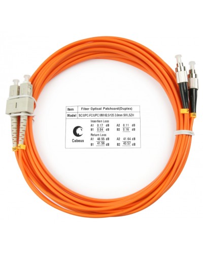 Шнур оптический duplex SC-FC 62,5/125 mm 15м LSZH Cabeus FOP-62-SC-FC-15m в Березниках Патч-корды оптические Pintop.ru