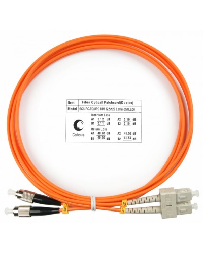 Шнур оптический duplex SC-FC 62,5/125 mm 1,5м LSZH Cabeus FOP-62-SC-FC-1,5m в Березниках Патч-корды оптические Pintop.ru