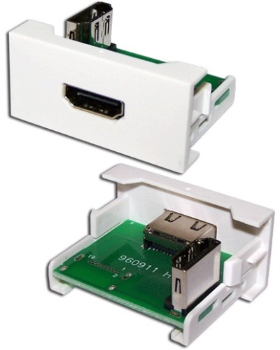 Вставка Mosaic 22.5x45 с адаптером HDMI 90 градусов, мама, белая LANMASTER (LAN-WA-LP-HD90F-WH) в Березниках Коннекторы и разъемы Pintop.ru