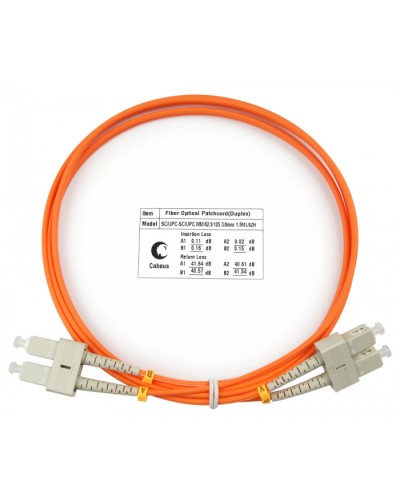 Шнур оптический duplex SC-SC 62,5/125 mm 1,5м LSZH Cabeus FOP-62-SC-SC-1,5m в Березниках Патч-корды оптические Pintop.ru