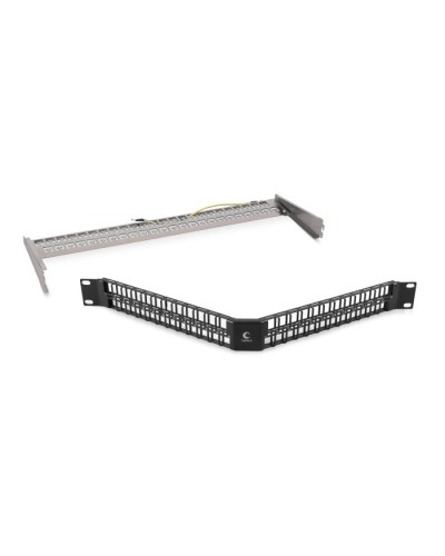 Угловая модульная патч-панель 19, 48 портов, 1U Cabeus (PLBHD-48-CON-SH) в Березниках Патч панель Pintop.ru