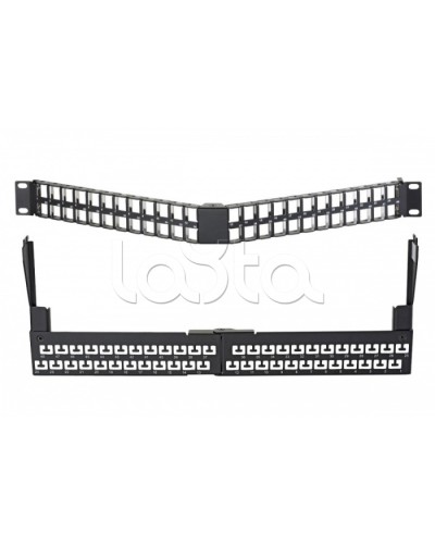 Коммутационная угловая панель 19” наборная, FTP, 1U, 48 портов, черный Eurolan (27A-00-48-01BL) в Березниках Патч панель Pintop.ru