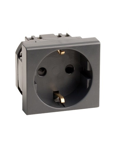 Розетка силовая 2Р+Е, со шторками, «Viva», 2 мод., цвет черный DKC (45205) в Березниках Аксессуары для кабель-канала Pintop.ru