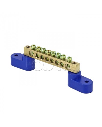 Шина 0 N (8х12мм) 8 отверстий латунь 2 синих угловых изолятора EKF PROxima (sn0-125-08-2) в Березниках Крепежные изделия Pintop.ru