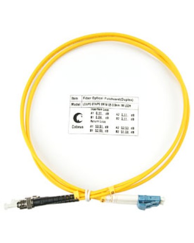 Шнур оптический duplex LC-ST 9/125 SM 1 м LSZH Cabeus FOP(d)-9-LC-ST-1M в Березниках Патч-корды оптические Pintop.ru
