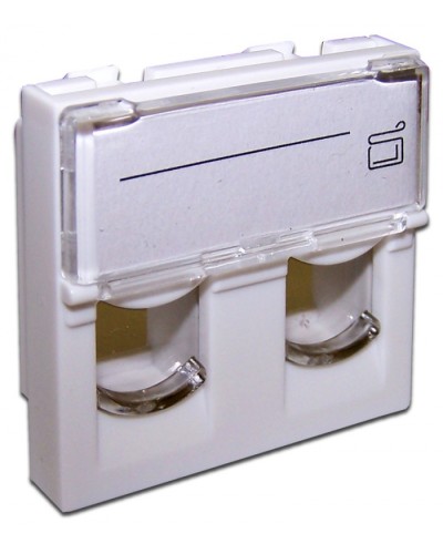 Вставка 45x45 на 2 модуля, со шторкой и увеличенным окном маркировки, белая LANMASTER (LAN-SIP-24L-WH) в Березниках Коннекторы и разъемы Pintop.ru