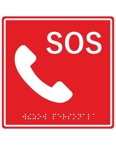 Табличка тактильная с пиктограммой SOS с трубкой Hostcall MP-010R2 в Березниках Система оповещения и трансляции Hostcall Pintop.ru