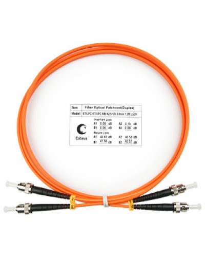 Шнур оптический duplex ST-ST 62,5/125 mm 1,5м LSZH Cabeus FOP-62-ST-ST-1,5m в Березниках Патч-корды оптические Pintop.ru
