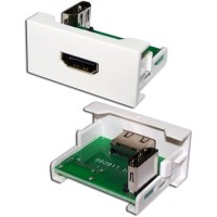 Вставка Mosaic 22.5x45 с адаптером HDMI 90 градусов, мама, белая LANMASTER (LAN-WA-LP-HD90F-WH)